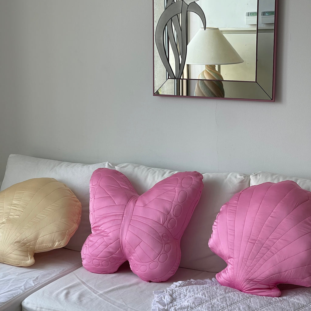 Vintage Inspired Satin Decorative Pillows, Shell