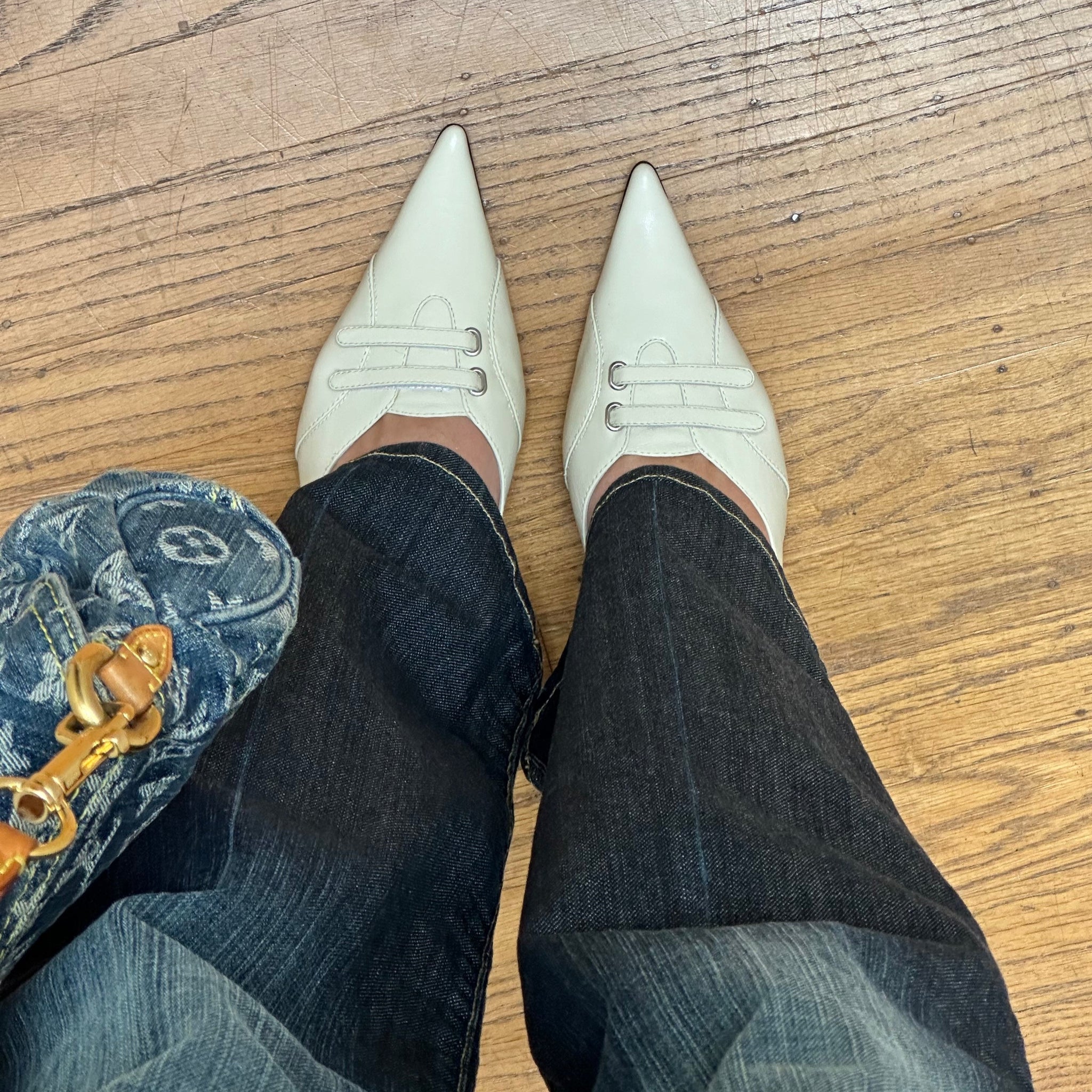 Vintage 90s Kitten Heel Pointed Mule