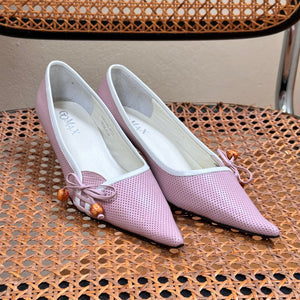 Vintage 90s Kitten Heel Pointed Pink Mule