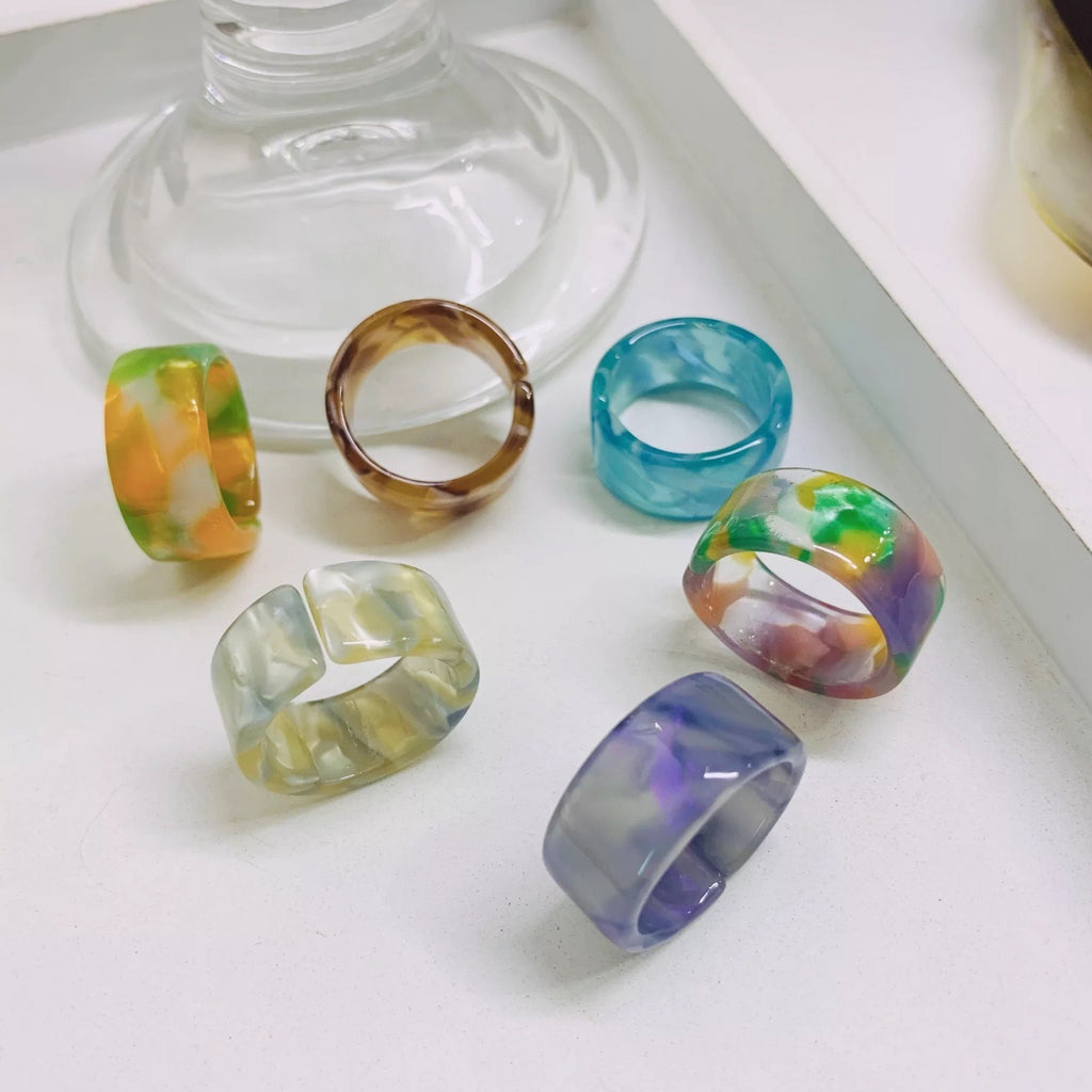 Colorful Acrylic Resin Flat Ring