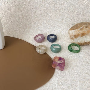 Colorful Acrylic Resin Chunky Ring